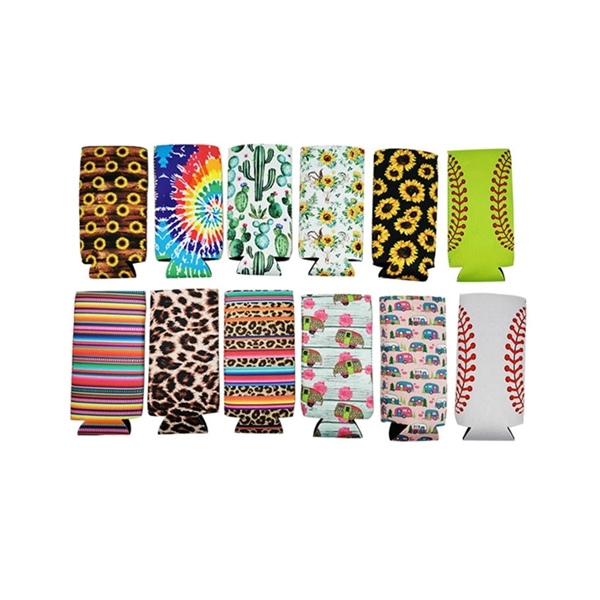 Full Color Sublimation Slim Neoprene Bottle Cooler - Full Color Sublimation Slim Neoprene Bottle Cooler - Image 0 of 2
