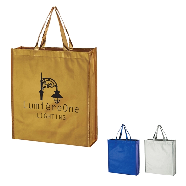 Metallic Non-Woven Shopper Tote Bag - Metallic Non-Woven Shopper Tote Bag - Image 0 of 9
