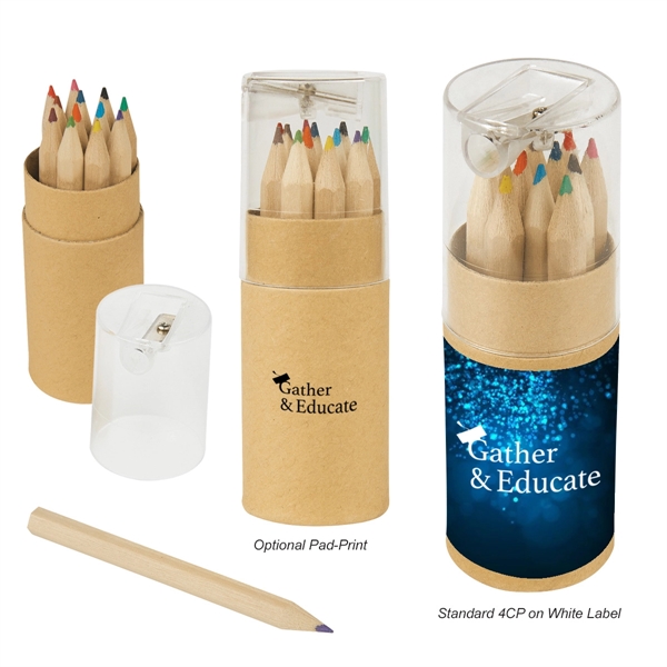 12-Piece Colored Pencil Set In Tube With Sharpener - 12-Piece Colored Pencil Set In Tube With Sharpener - Image 0 of 7