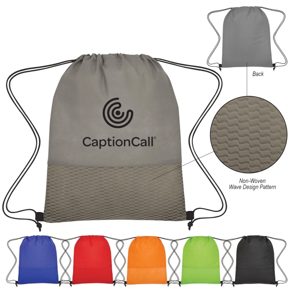 Wave Design Non-Woven Drawstring Bag - Wave Design Non-Woven Drawstring Bag - Image 0 of 24