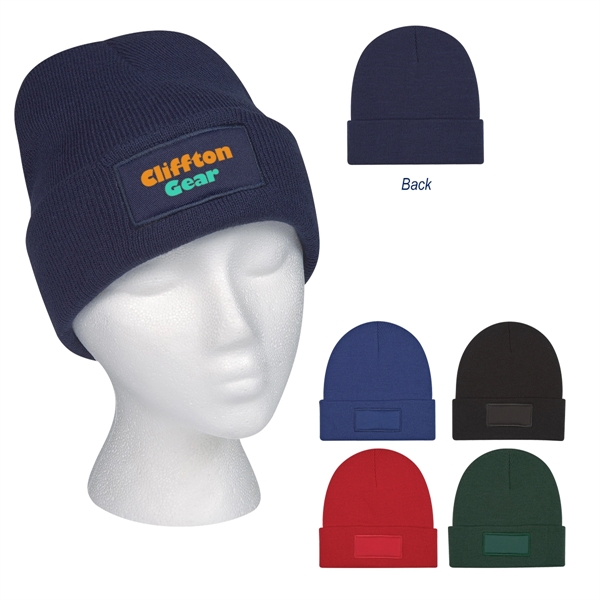 Patch Knit Beanie With Cuff - Patch Knit Beanie With Cuff - Image 0 of 10