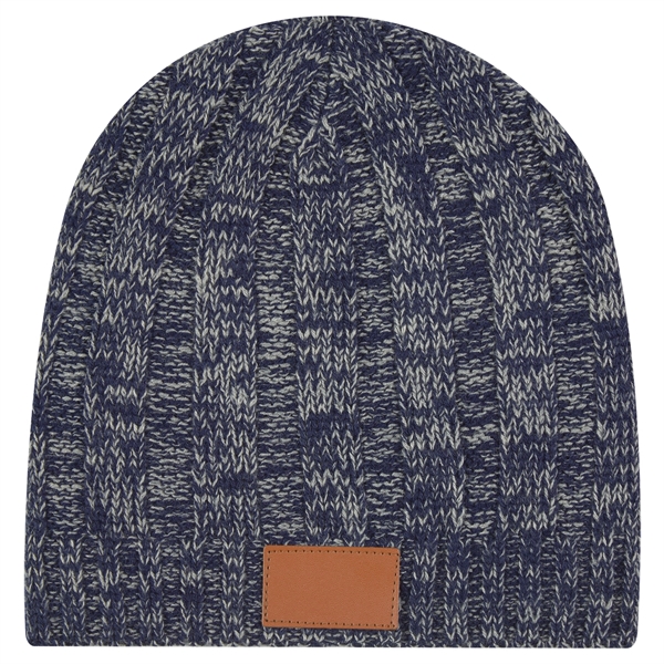Knit Beanie With Leatherette Patch - Knit Beanie With Leatherette Patch - Image 3 of 5