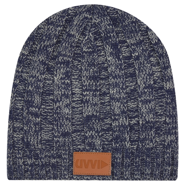 Knit Beanie With Leatherette Patch - Knit Beanie With Leatherette Patch - Image 5 of 5