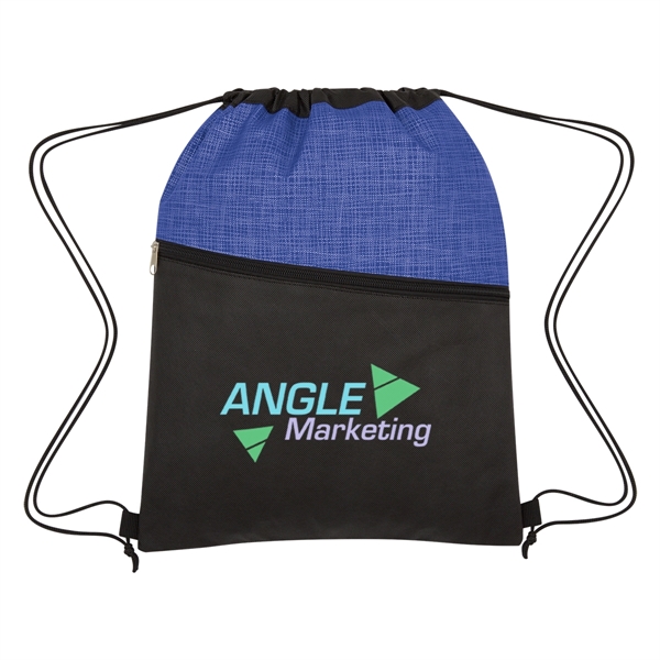 Crosshatch Two-Tone Non-Woven Drawstring Bag - Crosshatch Two-Tone Non-Woven Drawstring Bag - Image 6 of 16