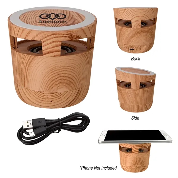Woodgrain Wireless Charging Pad And Speaker - Woodgrain Wireless Charging Pad And Speaker - Image 0 of 6