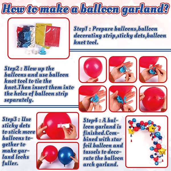 129Pcs 4th of July Balloon Decorations - 129Pcs 4th of July Balloon Decorations - Image 2 of 5