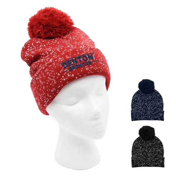 Speckled Pom Beanie With Cuff - Speckled Pom Beanie With Cuff - Image 0 of 13