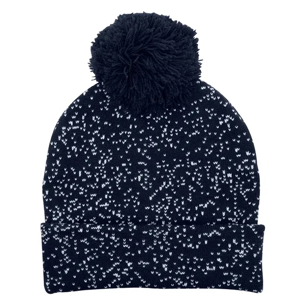 Speckled Pom Beanie With Cuff - Speckled Pom Beanie With Cuff - Image 4 of 13