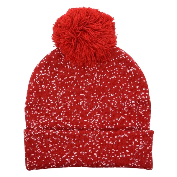 Speckled Pom Beanie With Cuff - Speckled Pom Beanie With Cuff - Image 10 of 13
