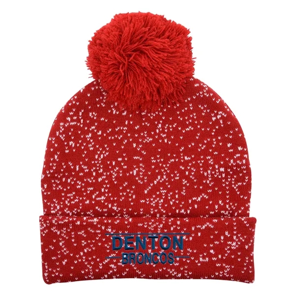 Speckled Pom Beanie With Cuff - Speckled Pom Beanie With Cuff - Image 11 of 13
