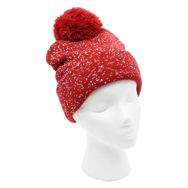 Speckled Pom Beanie With Cuff - Speckled Pom Beanie With Cuff - Image 12 of 13