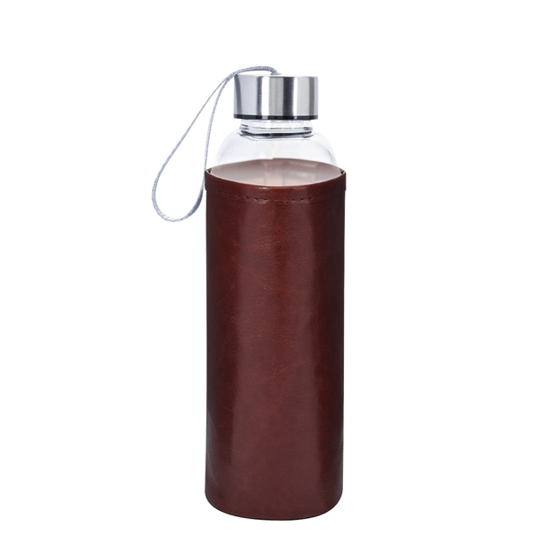 18 OZ. Aqua Pure Glass Bottle With Leatherette Sleeve - 18 OZ. Aqua Pure Glass Bottle With Leatherette Sleeve - Image 2 of 6