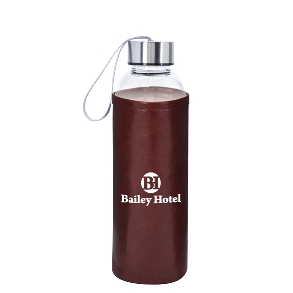 18 OZ. Aqua Pure Glass Bottle With Leatherette Sleeve - 18 OZ. Aqua Pure Glass Bottle With Leatherette Sleeve - Image 3 of 6