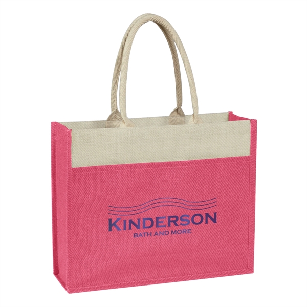 Jute Tote Bag With Front Pocket - Jute Tote Bag With Front Pocket - Image 12 of 13