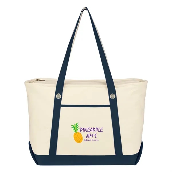 Large Cotton Canvas Sailing Tote Bag - Large Cotton Canvas Sailing Tote Bag - Image 12 of 19