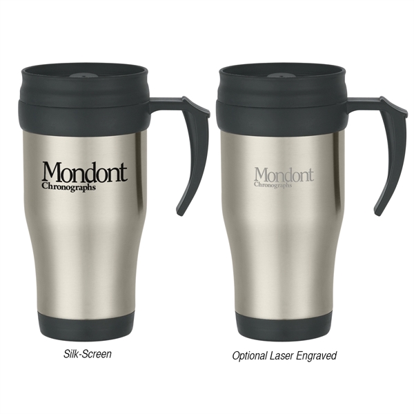 16 Oz. Stainless Steel Slide Action Travel Mug - 16 Oz. Stainless Steel Slide Action Travel Mug - Image 0 of 4
