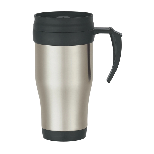 16 Oz. Stainless Steel Slide Action Travel Mug - 16 Oz. Stainless Steel Slide Action Travel Mug - Image 2 of 4