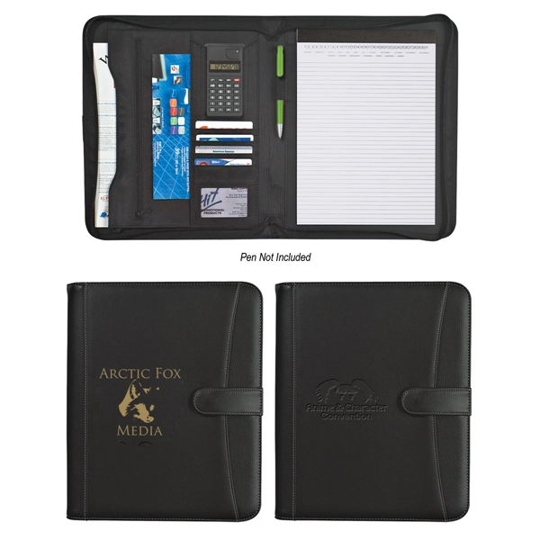 Pebble Grain Zippered Portfolio With Calculator - Pebble Grain Zippered Portfolio With Calculator - Image 0 of 4