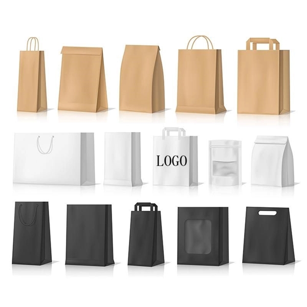 White/Brown Paper Bag With Handle Bulk - White/Brown Paper Bag With Handle Bulk - Image 5 of 5