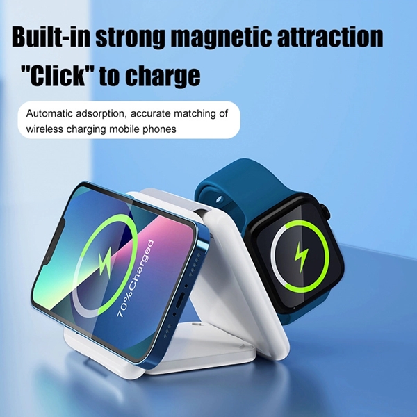 Magnetic Folding 3 in 1 Fast Wireless Charger - Magnetic Folding 3 in 1 Fast Wireless Charger - Image 2 of 8