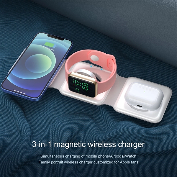 Magnetic Folding 3 in 1 Fast Wireless Charger - Magnetic Folding 3 in 1 Fast Wireless Charger - Image 3 of 8
