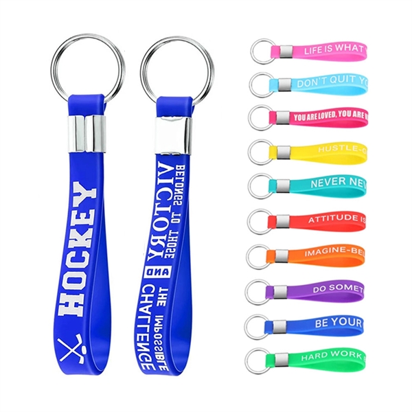 8''x1/2'' Silicone Bracelet Keychain Tag - 8''x1/2'' Silicone Bracelet Keychain Tag - Image 0 of 2