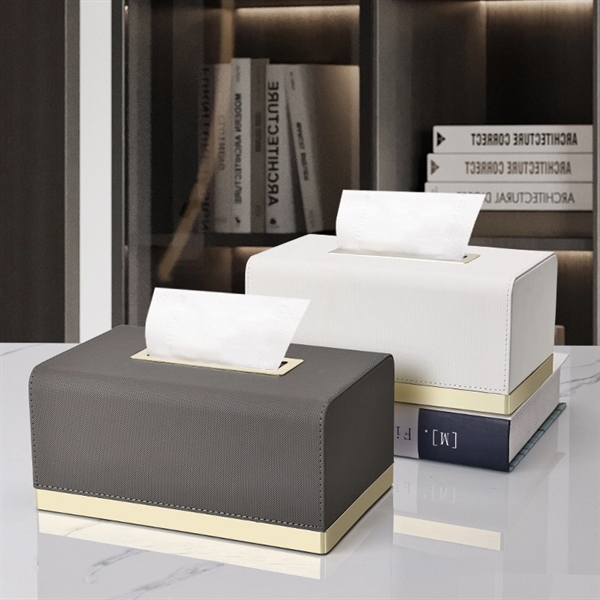 Leather Tissue Box Holder - Leather Tissue Box Holder - Image 1 of 4