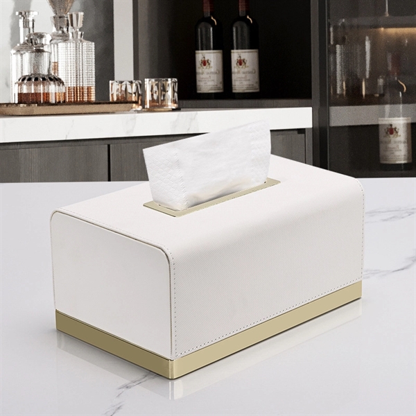 Leather Tissue Box Holder - Leather Tissue Box Holder - Image 3 of 4