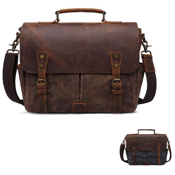 Waterproof Vintage Genuine Leather Waxed Briefcase - Waterproof Vintage Genuine Leather Waxed Briefcase - Image 0 of 2