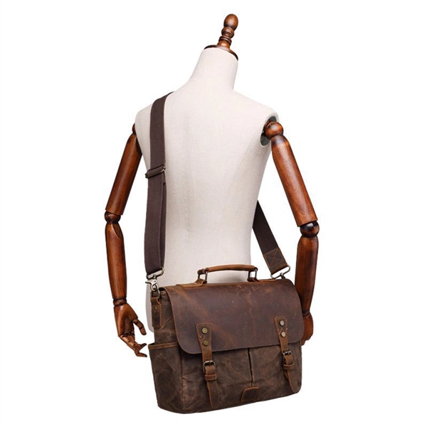 Waterproof Vintage Genuine Leather Waxed Briefcase - Waterproof Vintage Genuine Leather Waxed Briefcase - Image 2 of 2