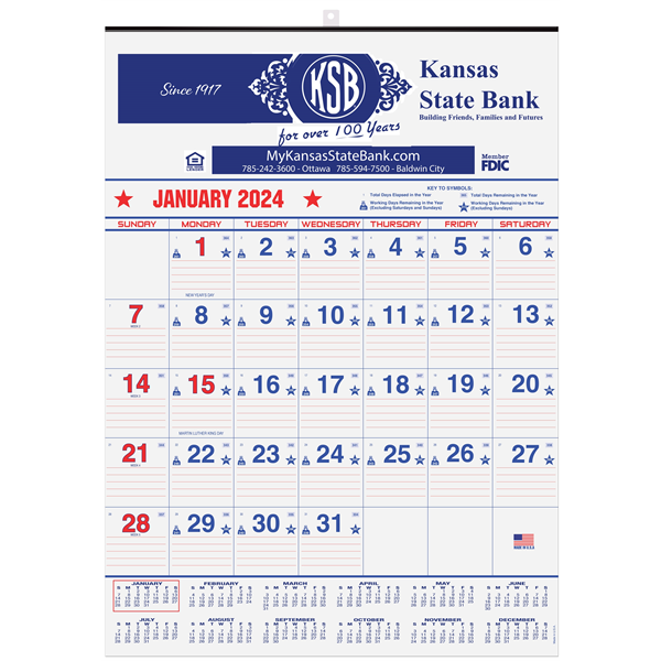 Patriotic Red & Blue Contractor Calendars - Patriotic Red & Blue Contractor Calendars - Image 0 of 1