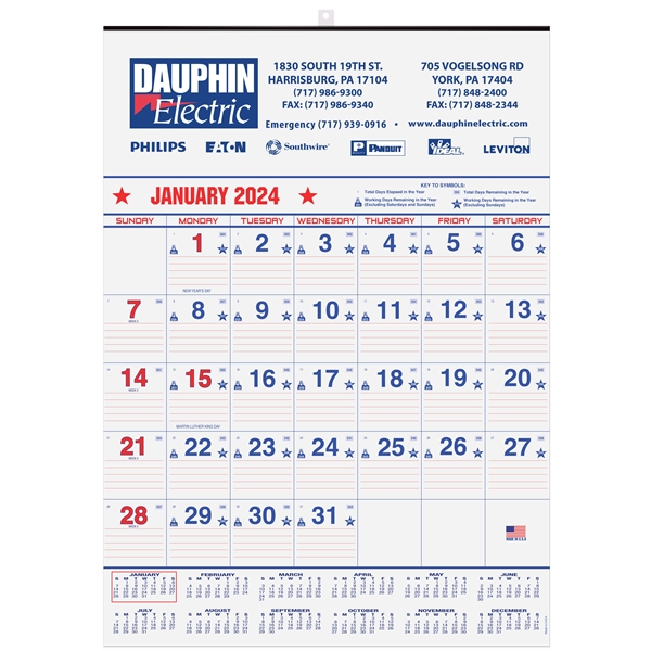 Patriotic Red & Blue Contractor Calendars - Patriotic Red & Blue Contractor Calendars - Image 1 of 1