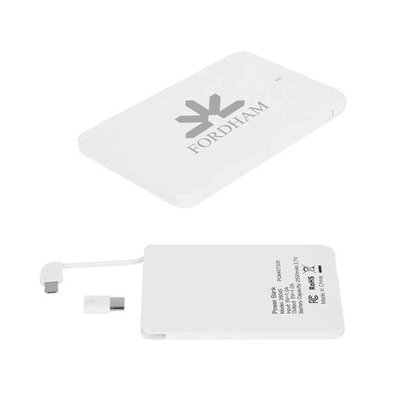 Slim 2500 MAH 3-In-1 Power Bank - Slim 2500 MAH 3-In-1 Power Bank - Image 2 of 6