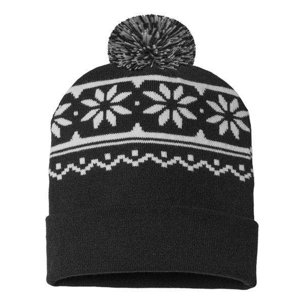 CAP AMERICA USA-Made Snowflake Beanie - CAP AMERICA USA-Made Snowflake Beanie - Image 1 of 8