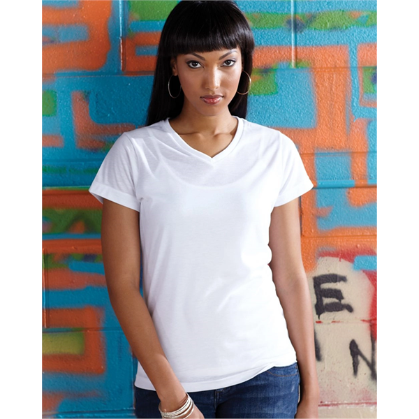 SubliVie Women's Polyester Sublimation V-Neck Tee - SubliVie Women's Polyester Sublimation V-Neck Tee - Image 0 of 2