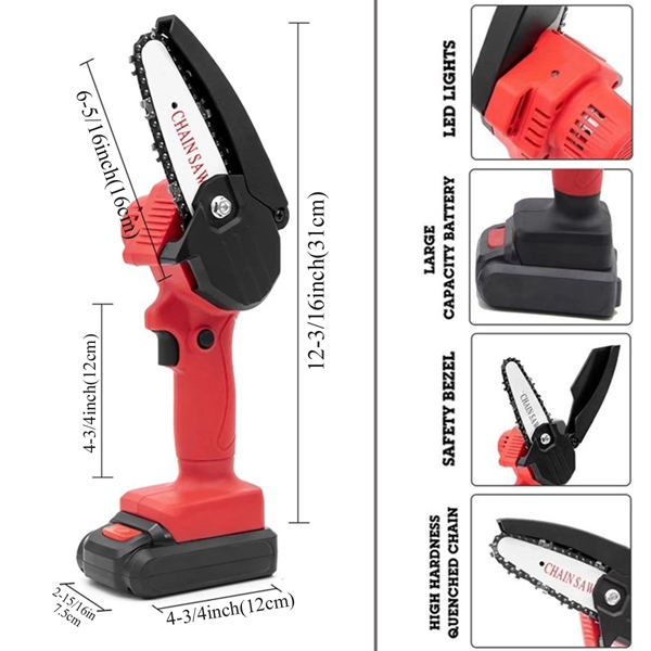 4 Inch Handheld Chainsaw Mini Yard Work Tool - 4 Inch Handheld Chainsaw Mini Yard Work Tool - Image 2 of 4