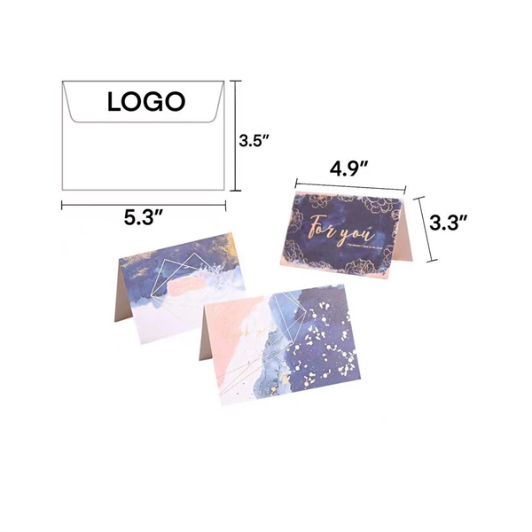 Pink and Blue Gold Stamping Thank You Greeting Card Set - Pink and Blue Gold Stamping Thank You Greeting Card Set - Image 0 of 3