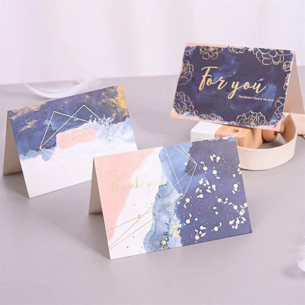 Pink and Blue Gold Stamping Thank You Greeting Card Set - Pink and Blue Gold Stamping Thank You Greeting Card Set - Image 2 of 3