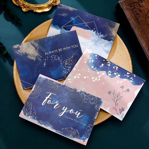 Pink and Blue Gold Stamping Thank You Greeting Card Set - Pink and Blue Gold Stamping Thank You Greeting Card Set - Image 3 of 3