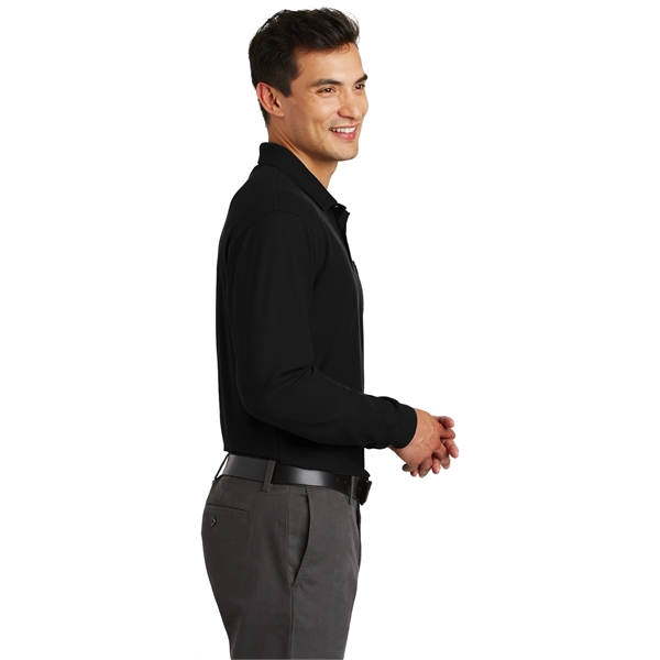 Port Authority Long Sleeve Silk Touch Polo with Pocket. - Port Authority Long Sleeve Silk Touch Polo with Pocket. - Image 10 of 15