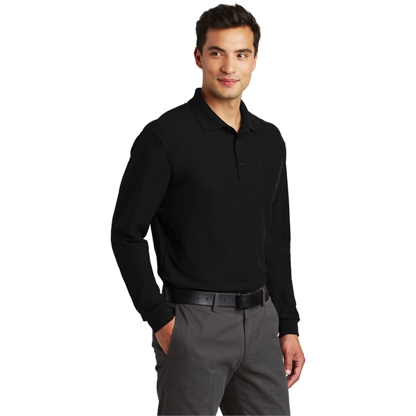 Port Authority Long Sleeve Silk Touch Polo with Pocket. - Port Authority Long Sleeve Silk Touch Polo with Pocket. - Image 11 of 15