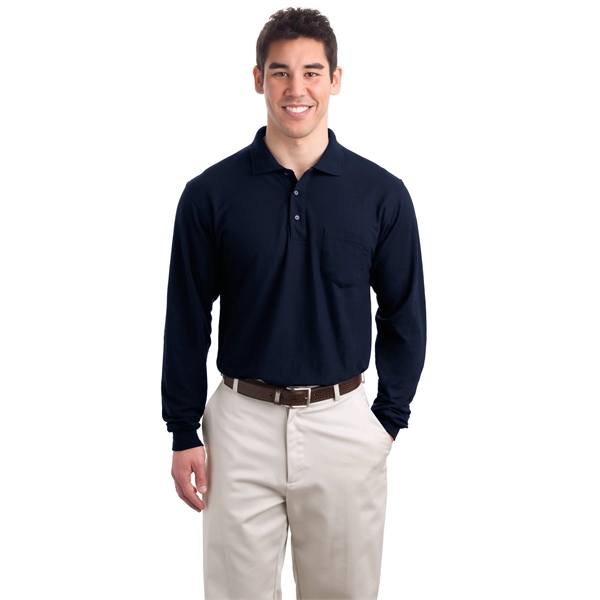 Port Authority Long Sleeve Silk Touch Polo with Pocket. - Port Authority Long Sleeve Silk Touch Polo with Pocket. - Image 7 of 15