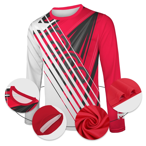 Custom Full Color Dye Sublimation Long Sleeve T-Shirt - Custom Full Color Dye Sublimation Long Sleeve T-Shirt - Image 1 of 6