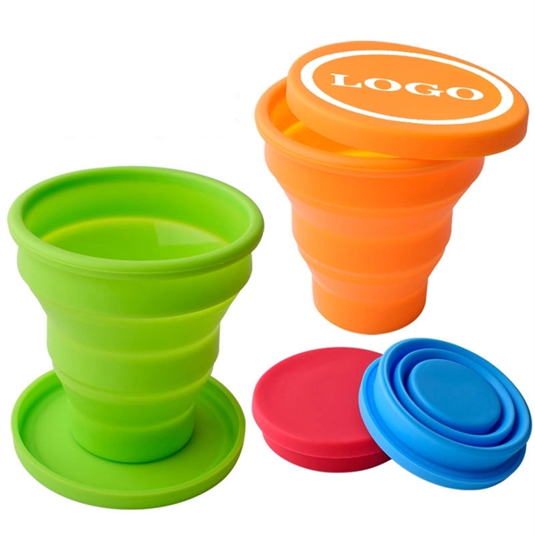 MOQ50 Folding silicone water cup with lid - MOQ50 Folding silicone water cup with lid - Image 0 of 1