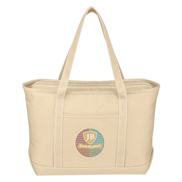 Large Cotton Canvas Yacht Tote Bag - Large Cotton Canvas Yacht Tote Bag - Image 10 of 30