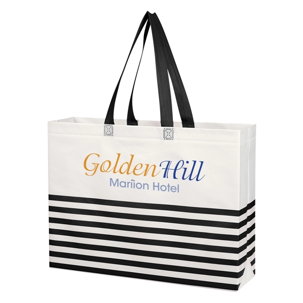 Non-Woven Horizontal Stripe Tote Bag - Non-Woven Horizontal Stripe Tote Bag - Image 12 of 34