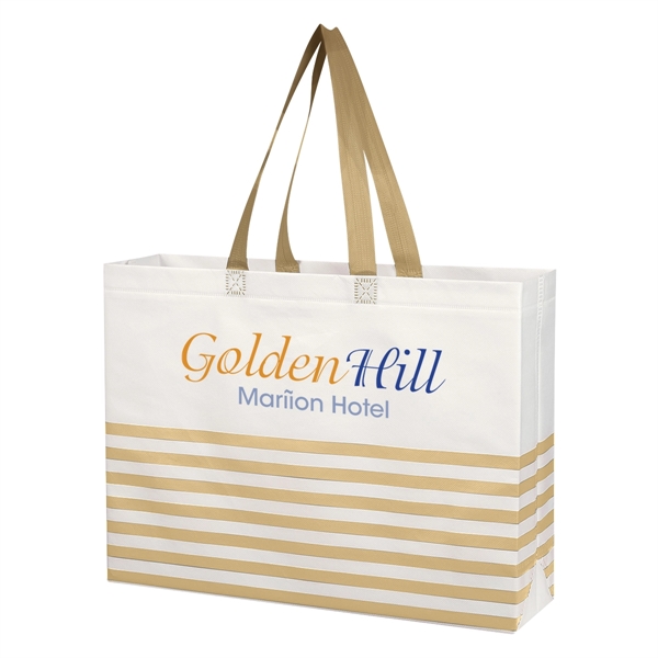 Non-Woven Horizontal Stripe Tote Bag - Non-Woven Horizontal Stripe Tote Bag - Image 14 of 34