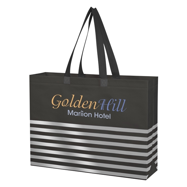 Non-Woven Horizontal Stripe Tote Bag - Non-Woven Horizontal Stripe Tote Bag - Image 22 of 34