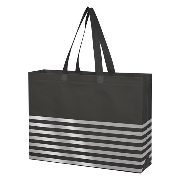 Non-Woven Horizontal Stripe Tote Bag - Non-Woven Horizontal Stripe Tote Bag - Image 33 of 34