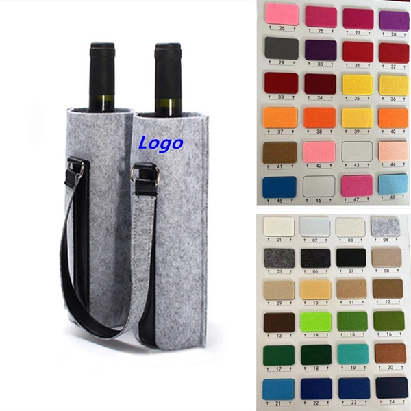 Felt 2 Bottle Wine Carrier Tote Gift Bags - Felt 2 Bottle Wine Carrier Tote Gift Bags - Image 1 of 5